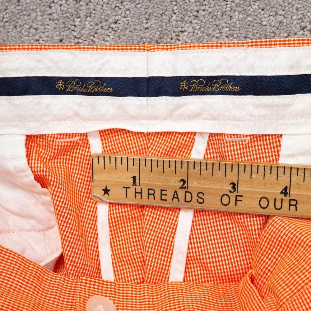 Brooks Brothers Hudson Pants‎ Men W34 L30 Orange Chinos Gingham Check Dress VTG
